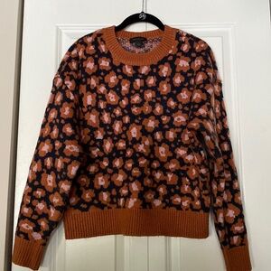 Ann Taylor Orange and Black Patterned Sweater